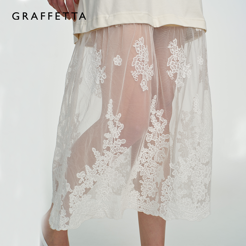 GRAFFETTA原创设计25春新款蕾丝可脱卸连衣裙 慵懒黑色白色长裙