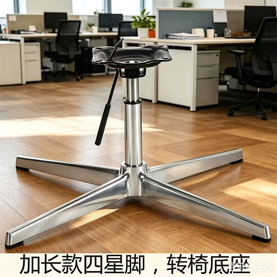 休闲转椅五金配件加长四星脚升降旋转椅子脚架沙发椅十字底座