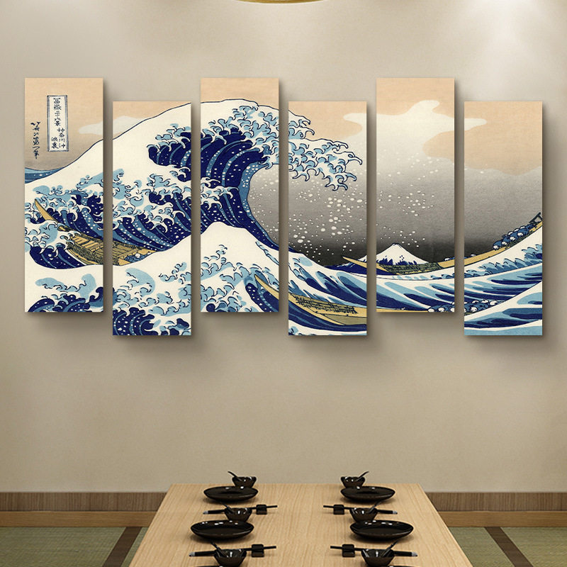 神奈川冲浪里挂画和风日料店寿司店装饰画日式浮世绘居酒屋墙壁画