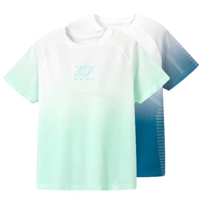 361°男童渐变T恤衫新品2025秋夏速干短袖学生运动半袖
