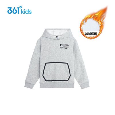 361度童装男款加绒休闲卫衣2024年正品新款中大童加厚保暖上衣