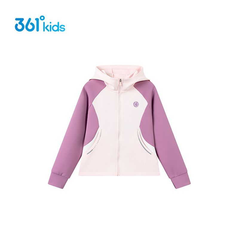361°童装女童连帽针织外套2025上衣秋季新款儿童薄款外套