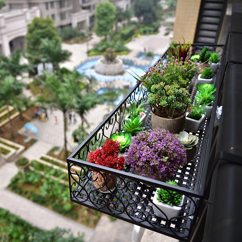 欧式阳台栏杆花架铁艺护栏悬挂式置物架多肉花盆架客厅室内壁挂