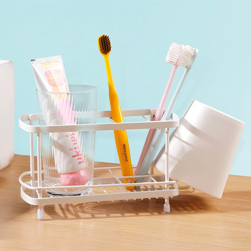 简约电动牙刷架置物架浴室漱口杯桌面一家三口收纳架子洗漱杯挂架