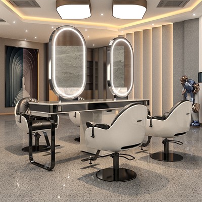 网红理发店镜台发廊专用柜子一体美发店剪发镜子单双面烫染区镜台