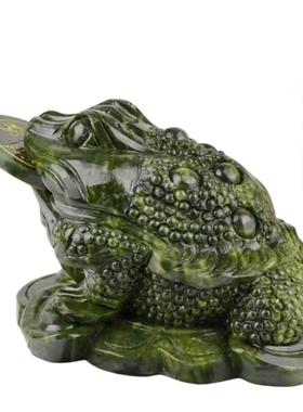 岫玉金蟾摆件招财玄关客厅家居装饰品三足蟾蜍商店开业收款台礼品