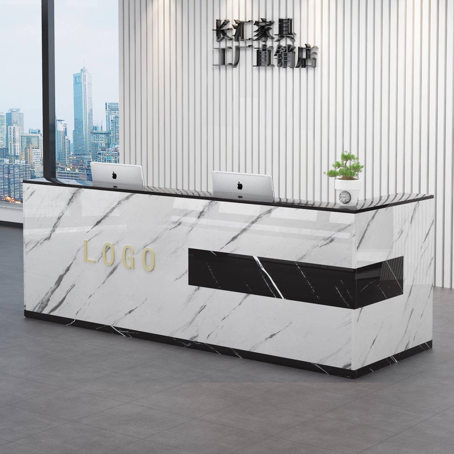 收银台柜台简约现代转角拐台前台接待台烤漆商用理发店奶茶店吧台