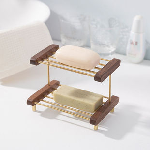 肥皂架肥皂盒厕所置物架卫生间收纳架桌面铜双层沥水香皂盒香皂架