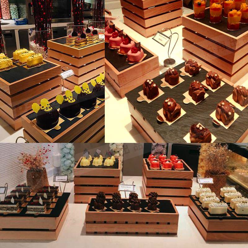 木质自助餐桌甜品台摆件展示架中式蛋糕点心架子冷餐茶歇摆台套装