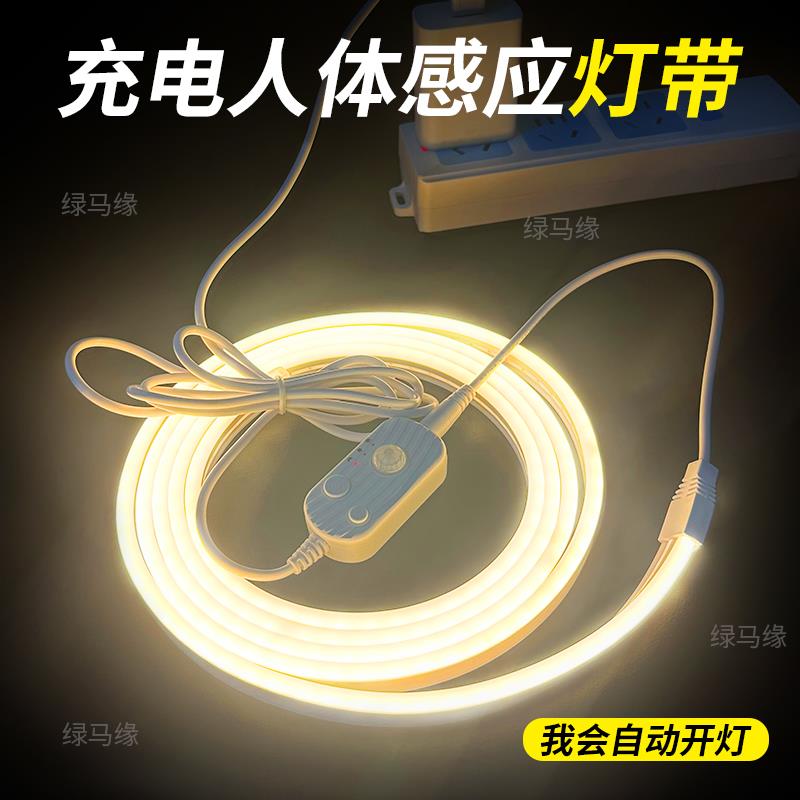 USB接口插电无光斑智能人体感应灯床底夜灯鞋衣柜矽胶柔性LED灯带