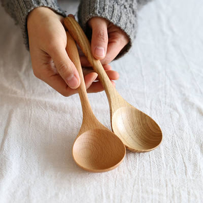 长柄实木汤勺家用勺子无漆无蜡小汤勺盛粥勺稀饭勺木头勺木质长勺