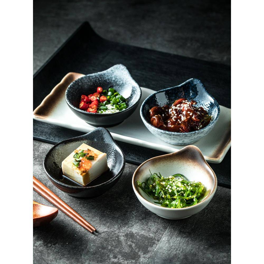 4寸日式调味调料小吃创意小菜碗碟子陶瓷小号复古烤肉蘸料碟商用