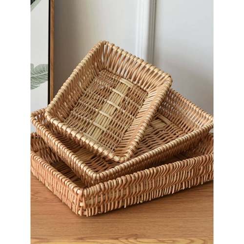 藤编馍筐长方形编织家用竹筐水果筐子收纳筐收纳篮篮子竹编