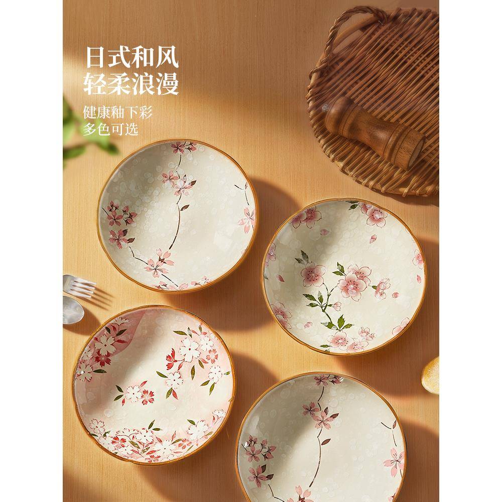 日式和风盘子菜盘家用2025新款碗碟餐具陶瓷好看精致漂亮餐盘深盘