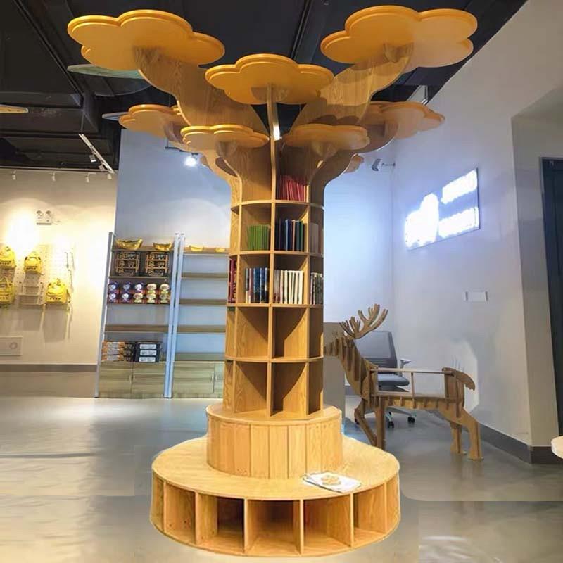 大树书架图书馆包柱子绘本架幼儿园智慧树形装饰架实木落地展示架