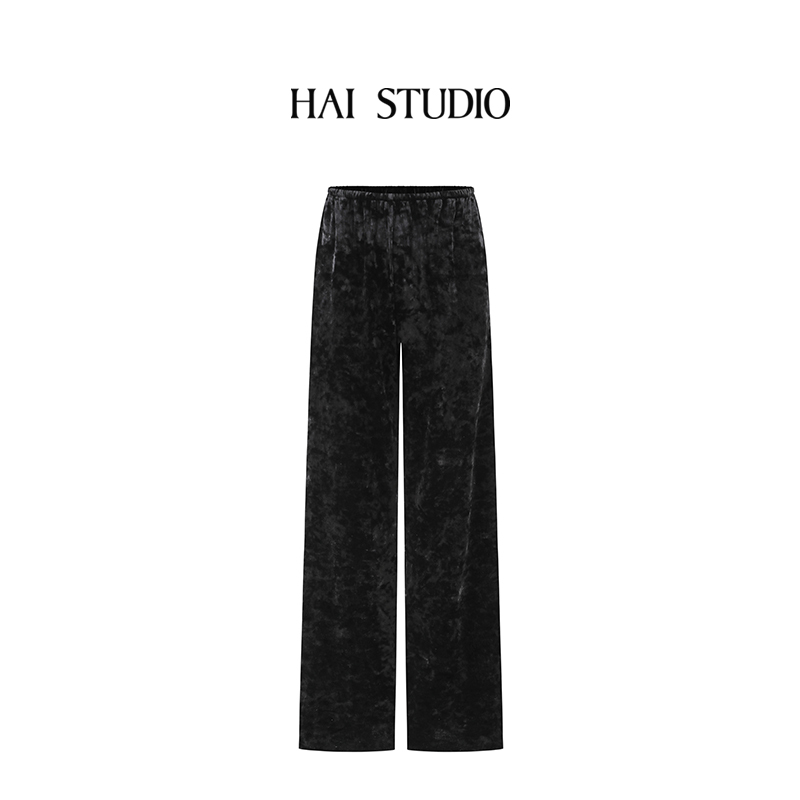 HAISTUDIO复古垂感丝绒阔腿裤