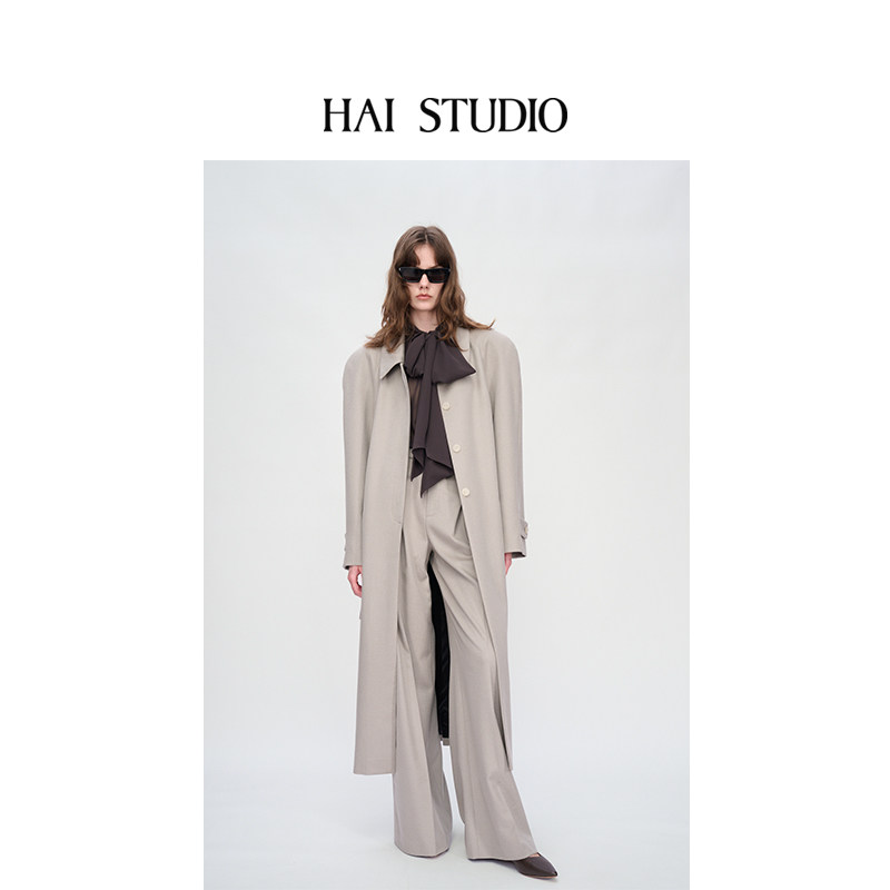 HAI STUDIO秋冬 女士羊绒廓形长大衣 宽肩羊毛长外套