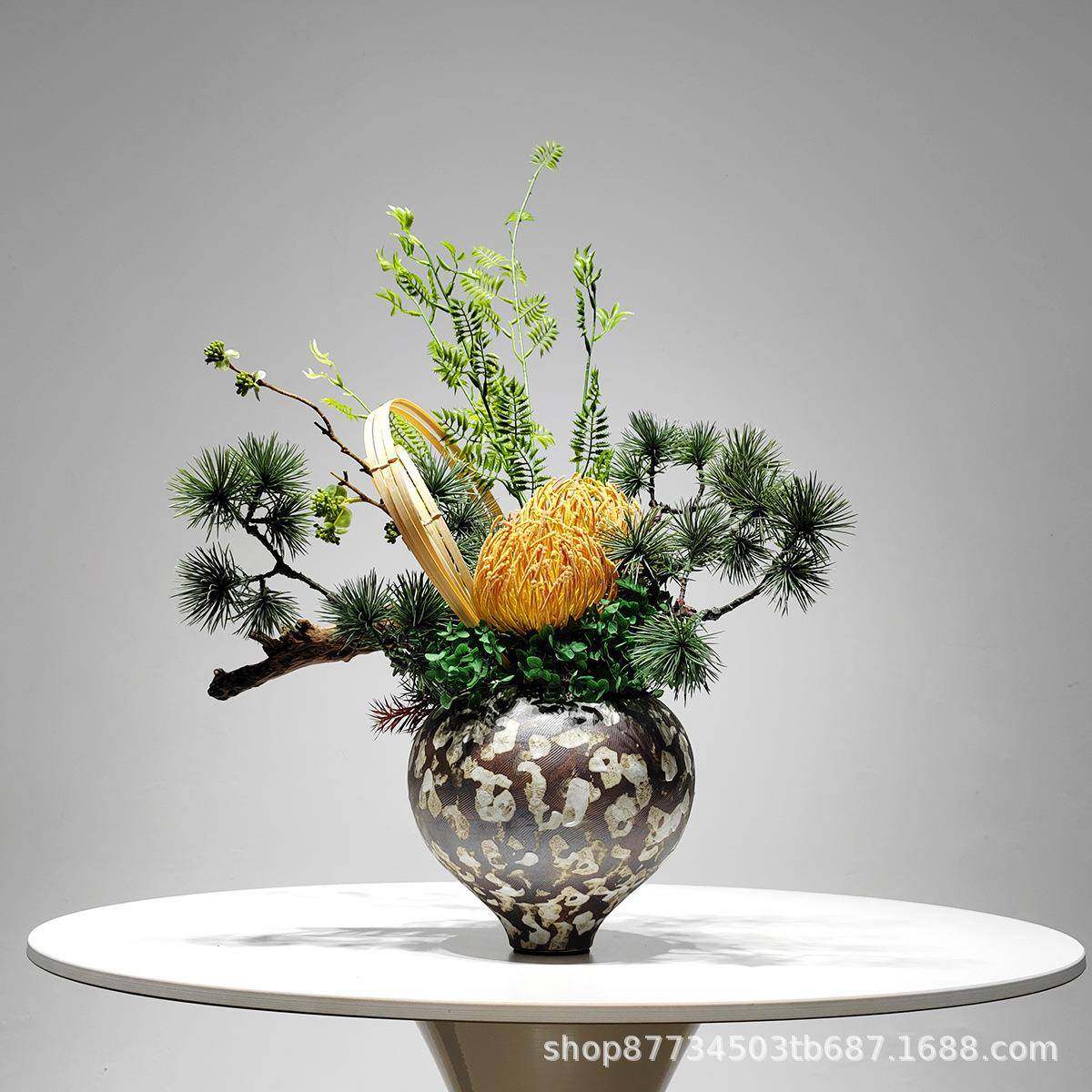 新中式日式仿真花艺盆景售楼处酒店客厅茶几玄关造型装饰桌面摆件,基础建材,脚轮/万向轮,淘宝优惠券,粉丝福利购,淘宝优惠卷