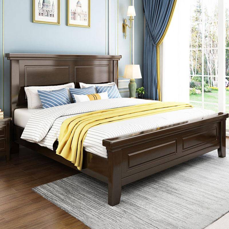 美式床实木床1.8米轻奢双人床现代简约卧室1.5米软包婚床主卧家具