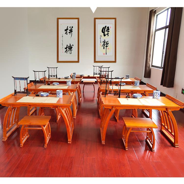 中式国学桌国学培训班学生课桌橡木桌国学书法桌