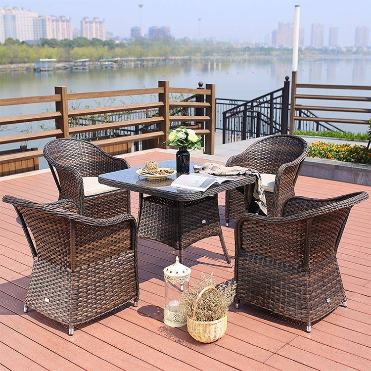 北欧休闲户外家具藤编餐桌椅阳台休闲椅子花园别墅庭院藤椅三件套