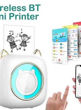 新款C23七色气氛呼吸灯台灯迷你便携式无线错题热敏照片打印机