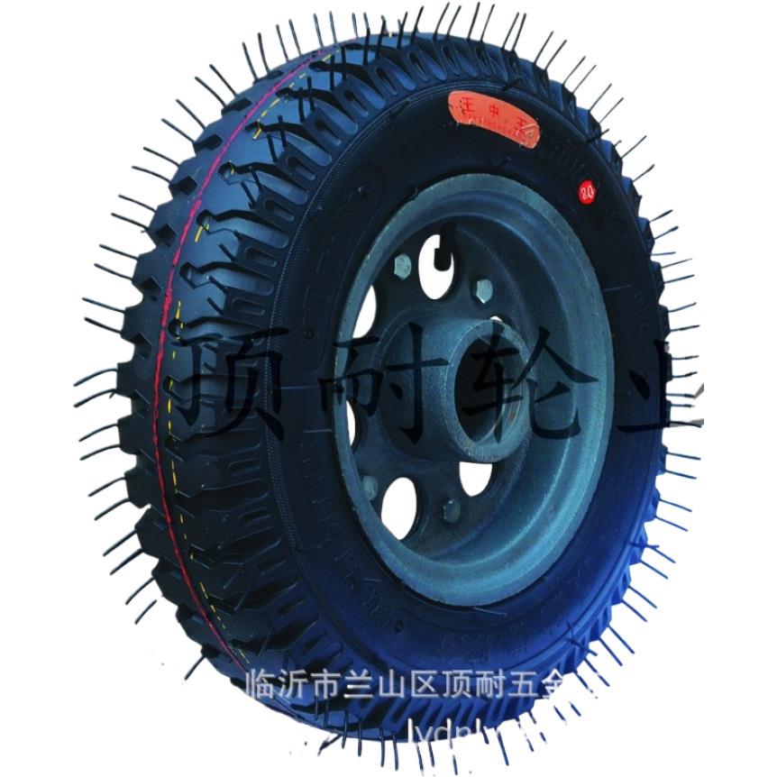 16寸400-8铸钢充气单轮手推车马车轮餐车轮橡胶工业脚轮
