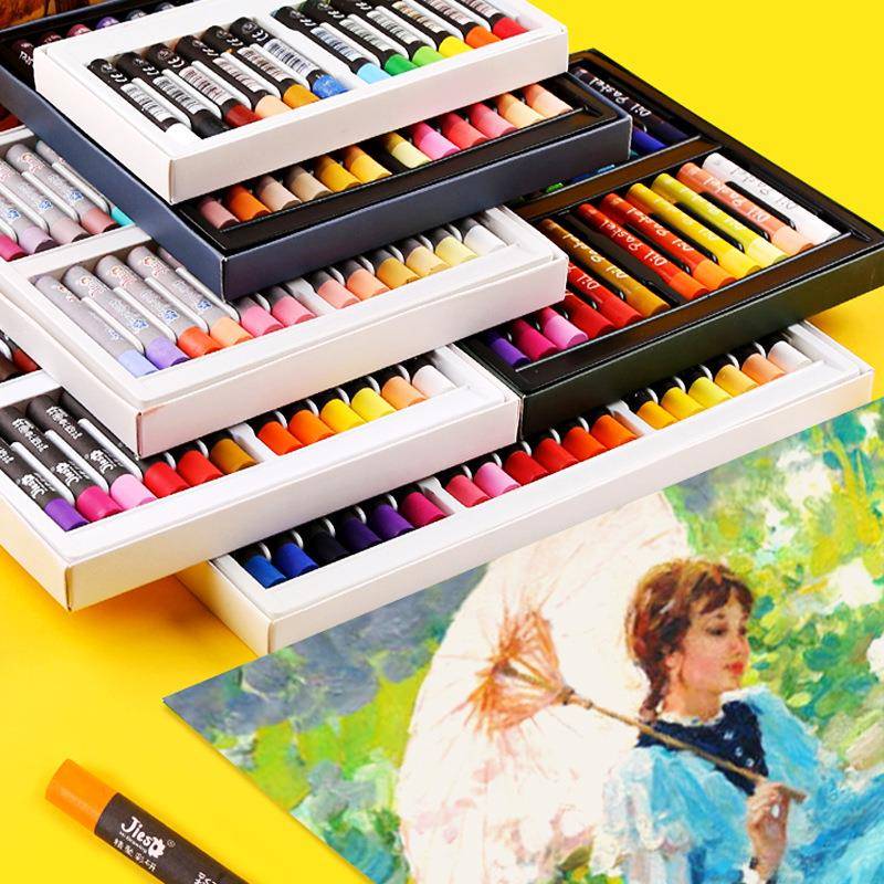精聚彩研油画棒套装水洗蜡笔软性专业级36色专用纸初学者艺术家
