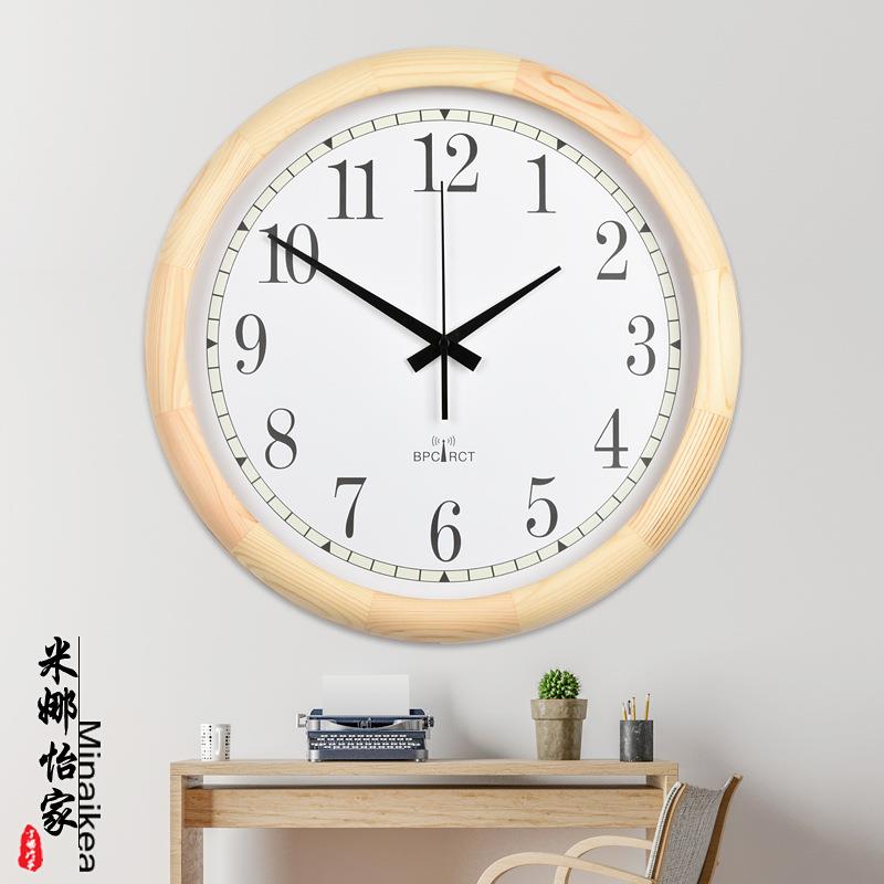 现代大田园客厅静音挂钟欧式时尚仿古电波钟现代简约创意时钟壁挂