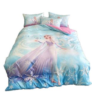 2024新款冰雪奇缘卡通四件套艾莎公主被套床单儿童床上用品三件套