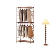 家用开放式 衣帽架日式 原木风挂衣架卧室长裙收纳衣柜简约置物架