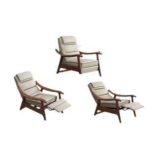 新中式实木功能折叠沙发椅胡桃木客厅懒人午休椅躺椅阳台休闲椅子