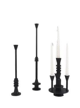 北欧简约创意黑色烛台组合摆件餐厅客厅茶几酒店样板房家居装饰品