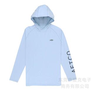 AFTCO钓鱼服速干运动衫夏季防晒户外垂钓服男式连帽衫透气长袖上