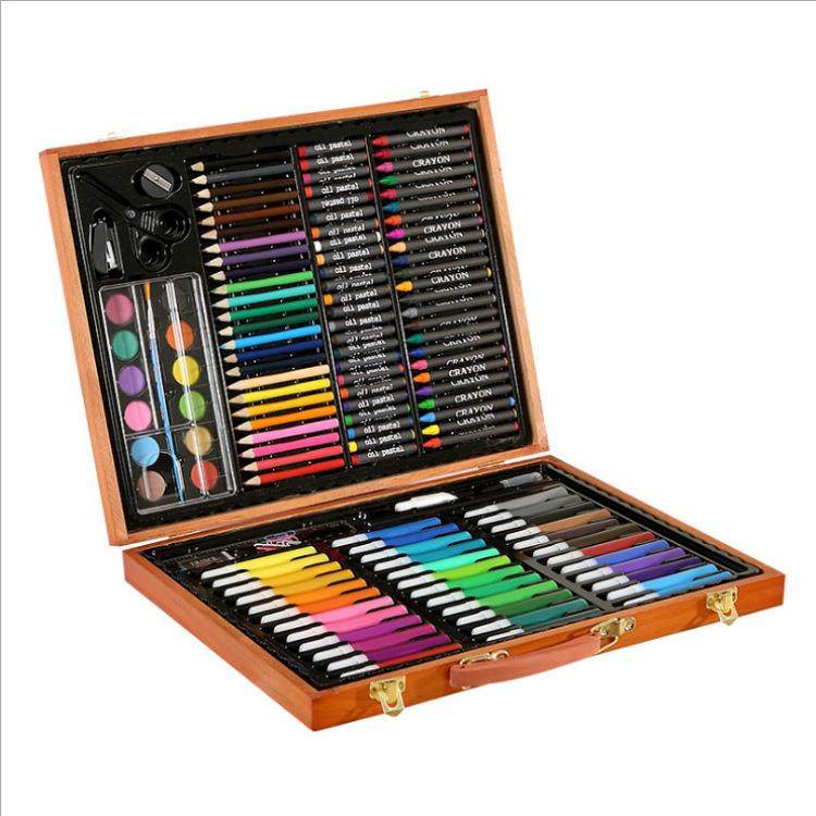 150pc木盒儿童蜡笔绘画套装画画笔水彩笔画材美术用品水彩笔套装,玩具/童车/益智/积木/模型,画笔/画刷,淘宝优惠券,粉丝福利购,淘宝优惠卷