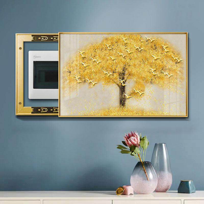 发财树电表箱装饰画横版家用配电箱装饰画客厅电闸盒挂画轻奢晶瓷,家居饰品,现代装饰画,淘宝优惠券,粉丝福利购,淘宝优惠卷