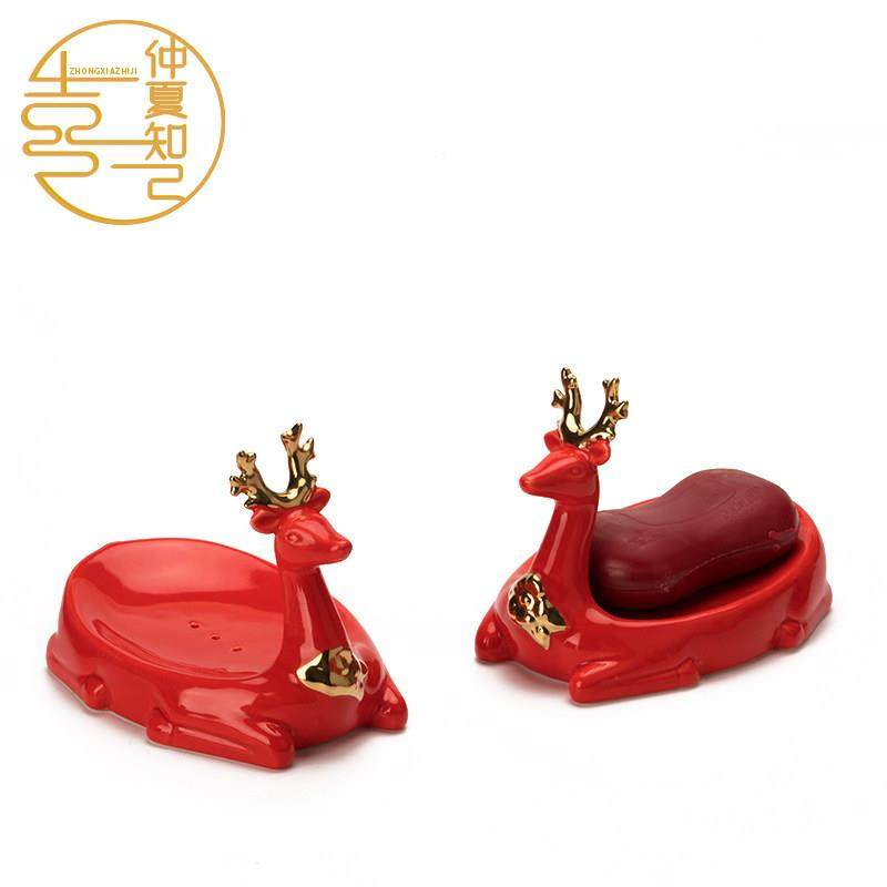 陶瓷中式肥皂盒沥水创意家用卫生间酒店结婚高档皂托皂碟香皂盒,家庭/个人清洁工具,皂盒,淘宝优惠券,粉丝福利购,淘宝优惠卷