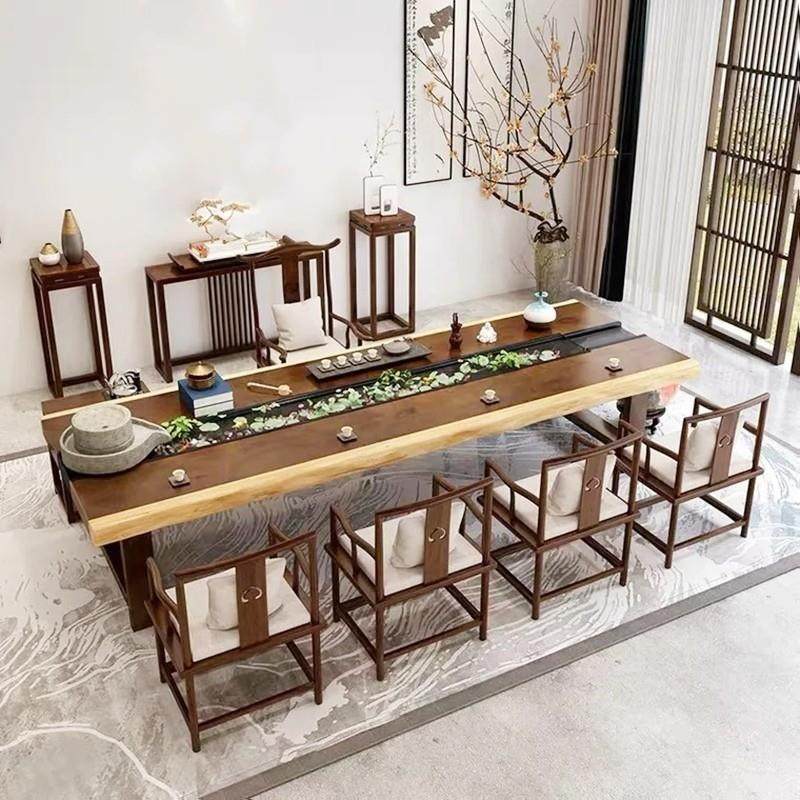 实木茶桌流水茶台功夫茶桌养鱼内循环创意景观大板一体禅意茶桌椅,住宅家具,茶几,淘宝优惠券,粉丝福利购,淘宝优惠卷