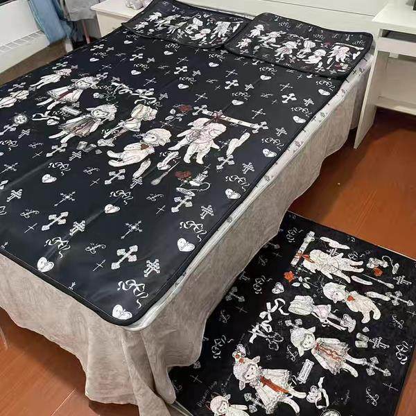 破碎小羊哥特风甜酷Lolita夏季暗黑风冰丝凉席可机洗透气冰三件套,床上用品,冰丝席,淘宝优惠券,粉丝福利购,淘宝优惠卷