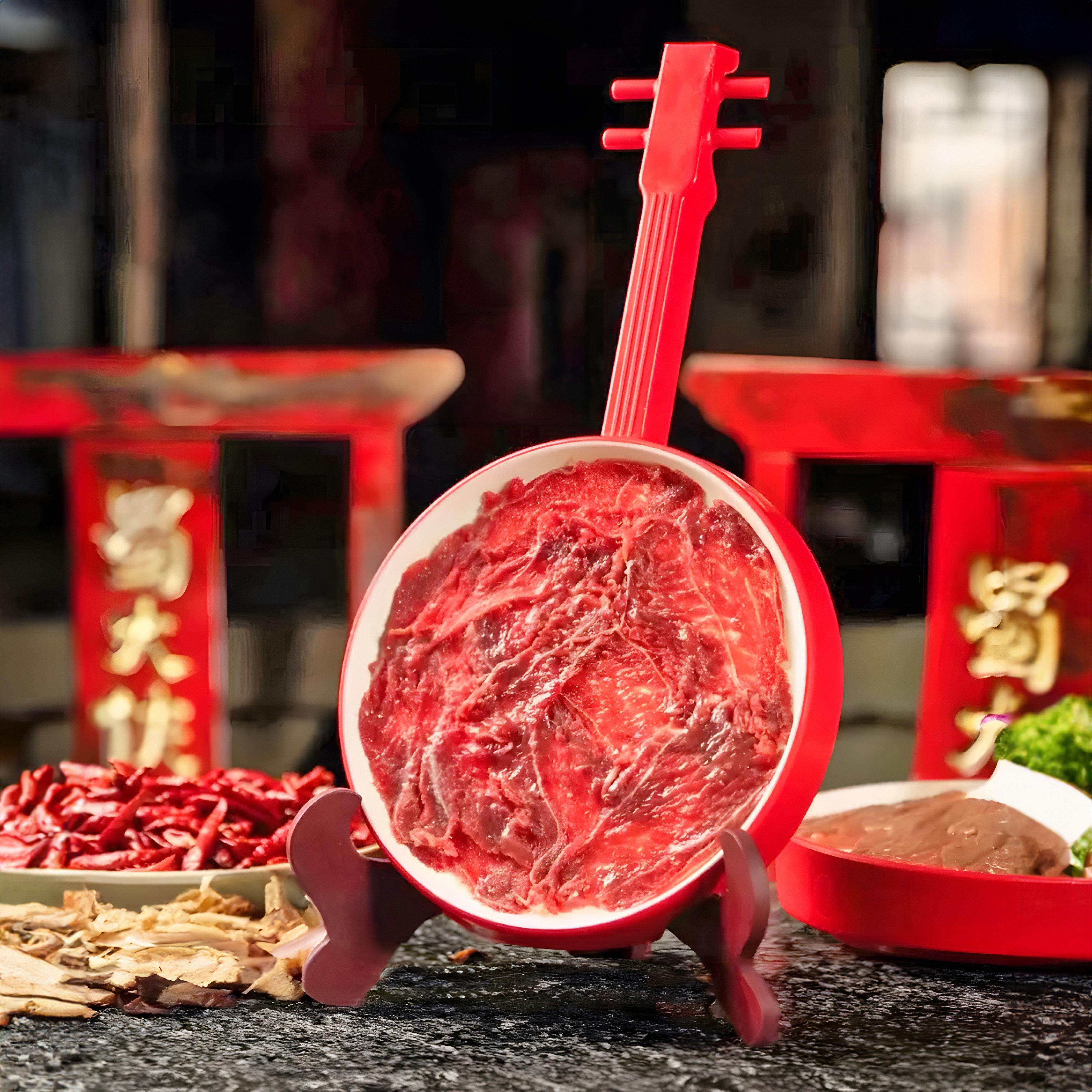 创意特色琵琶形盘子网红火锅手切牛肉吊龙虾片肥牛羊肉特色餐具,餐饮具,盘,淘宝优惠券,粉丝福利购,淘宝优惠卷