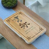 茶盘陶瓷竹制托盘排水式 茶台蓄水盘长方形托盘43厘米中号茶船家用