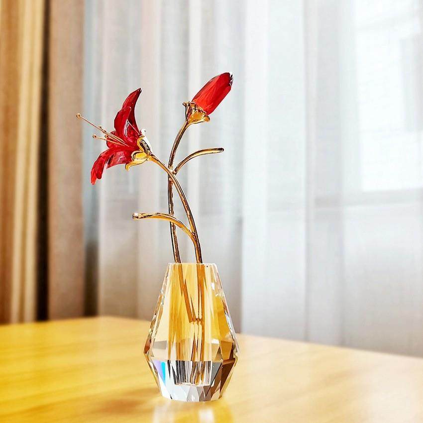 水晶百合花摆件情人节送女友闺蜜生日礼物梳妆台装饰品爱意表达,家居饰品,桌面摆件,淘宝优惠券,粉丝福利购,淘宝优惠卷