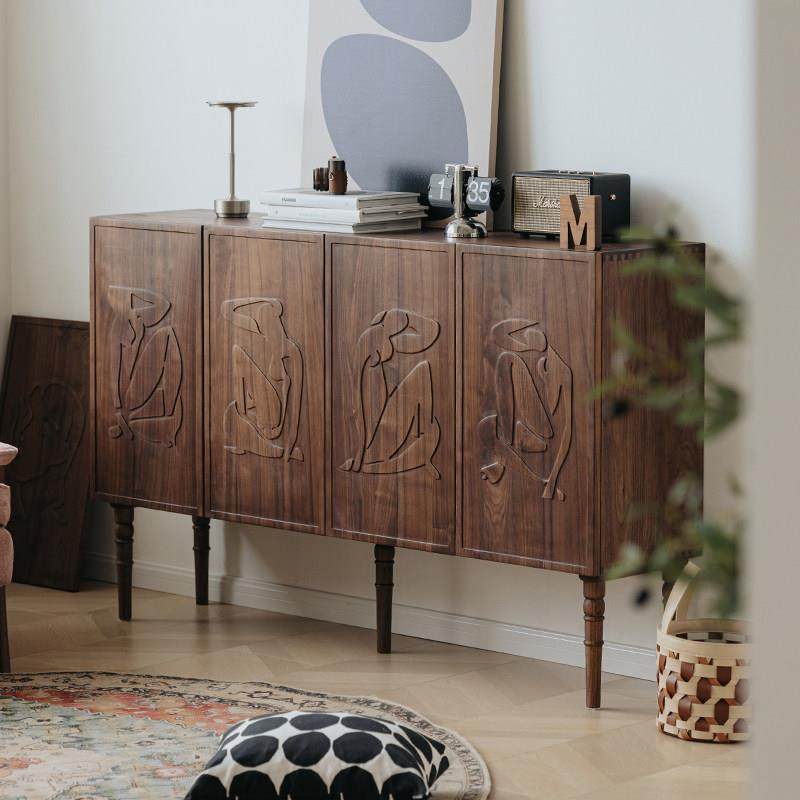 物应马蒂斯边柜客厅餐边柜柜子黑胡桃木实木斗柜复古储物柜收纳柜,住宅家具,餐边柜,淘宝优惠券,粉丝福利购,淘宝优惠卷