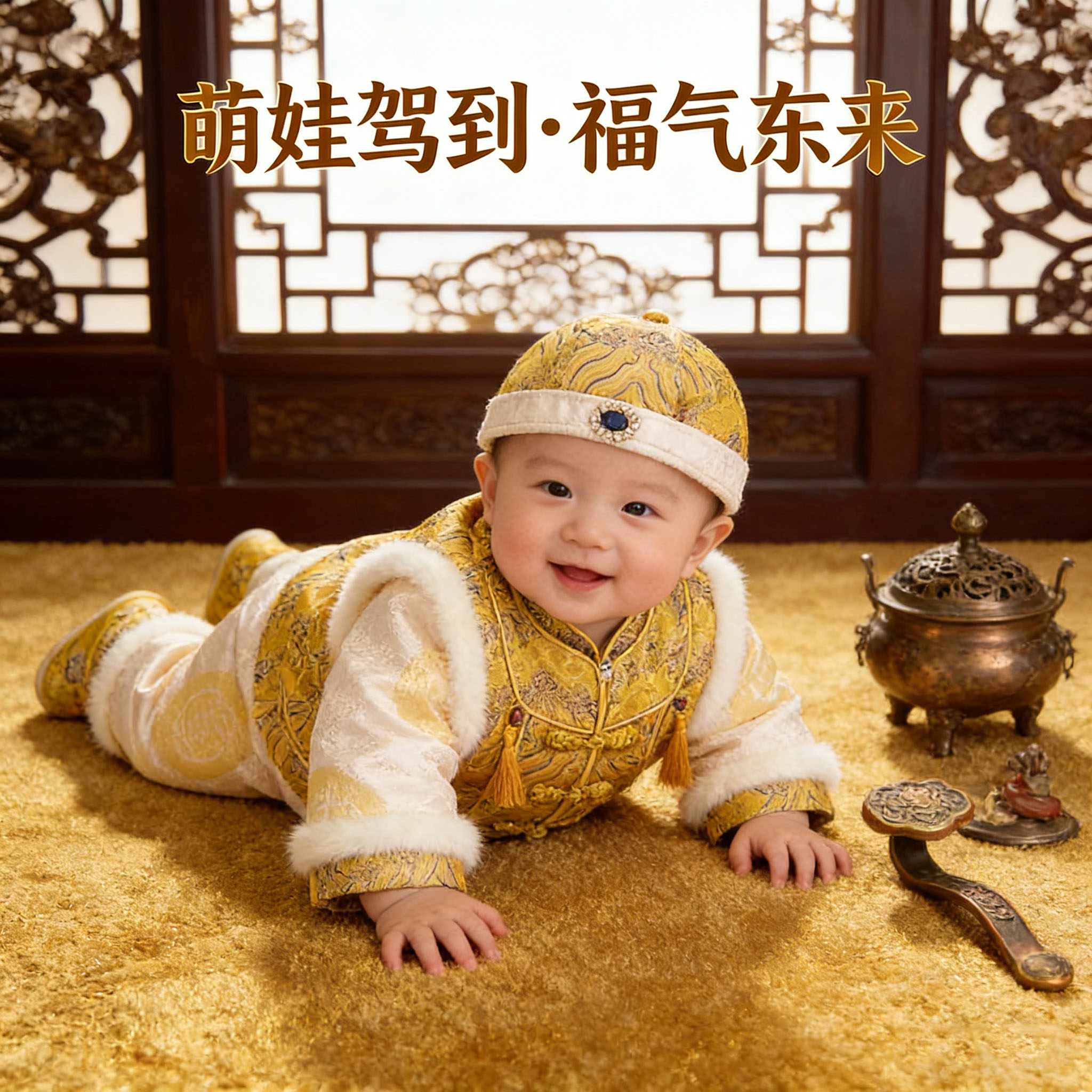 中式礼服宝宝百天新年冬装生日宴