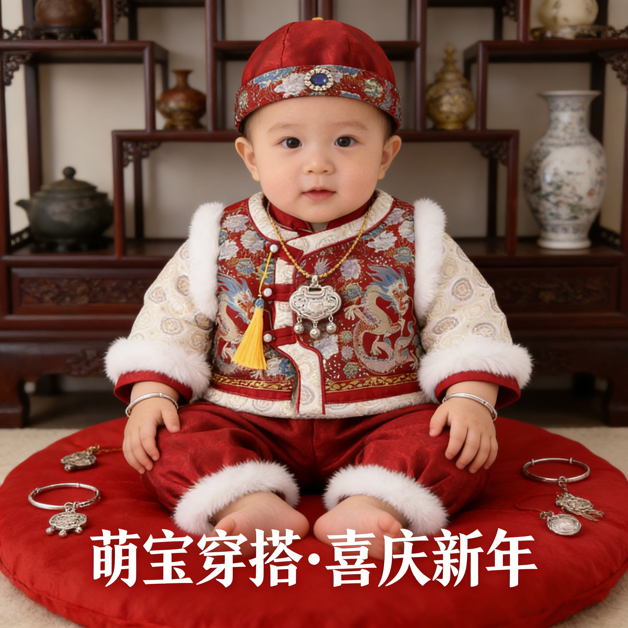 周岁礼服男宝宝冬装中式婴儿唐装拜年服衣服生日一周岁宴抓周男童