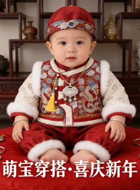 周岁礼服男宝宝冬装中式婴儿唐装拜年服衣服生日一周岁宴抓周男童