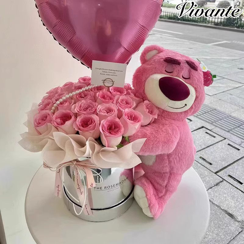 草莓熊玩偶花束抱抱桶生日礼物送女友闺蜜对象男友鲜花永生花花束