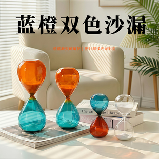 一寸光阴彩色玻璃沙漏计时器5/15/60分钟轻奢居家办公礼品摆件