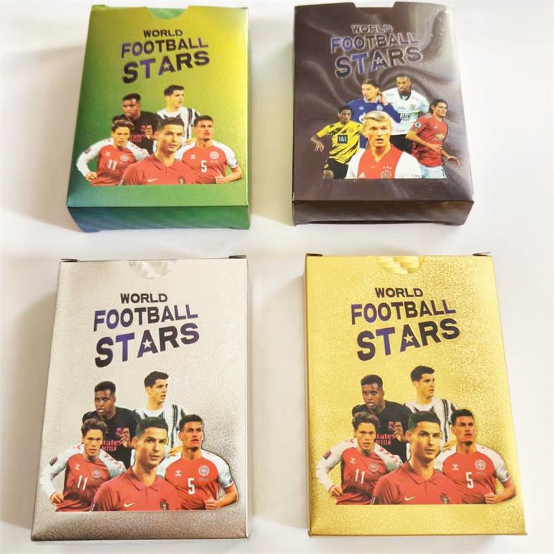 卡金箔卡C罗梅西 世界杯欧冠西甲英超金卡55张金箔PVC卡
