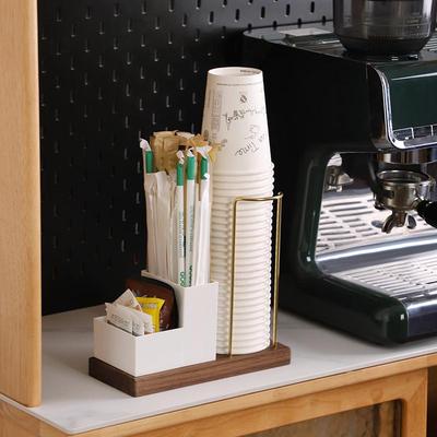 高档纸杯置物架一次性取杯器桌面咖啡杯子杯架糖包茶包收纳盒商